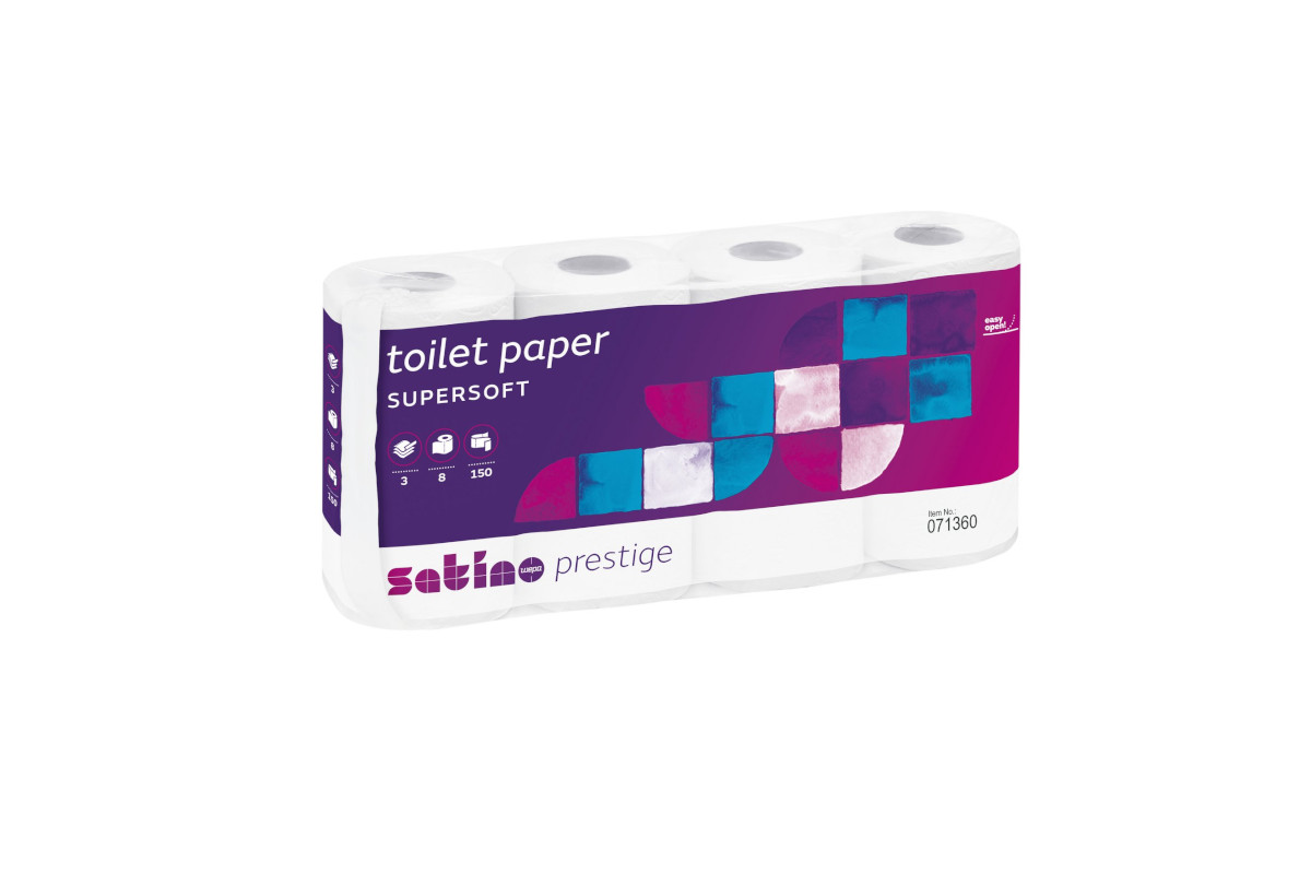 Wepa satino prestige papier toaletowy mała rolka celuloza śnieżnobiały 3w 18mb 8 rolek